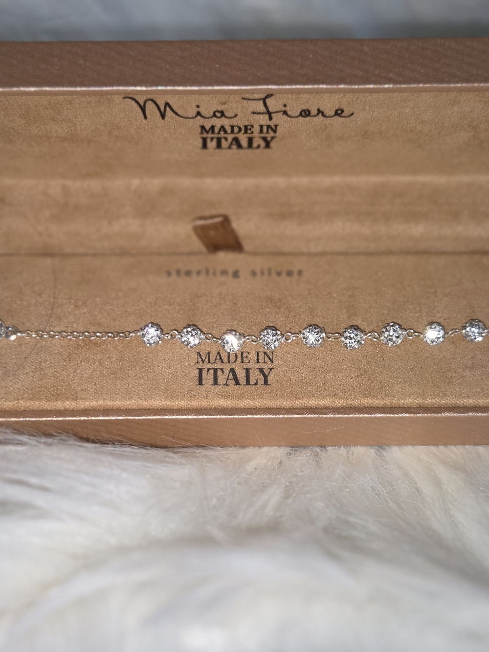 MIA FIORE made In ITALY Sterling Silver CZ Rosary Bracelet in Silver